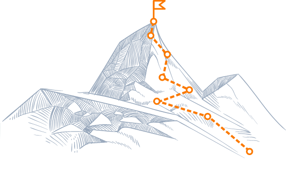 A mountain showing a Hike route to represent the dedication of our riders.
